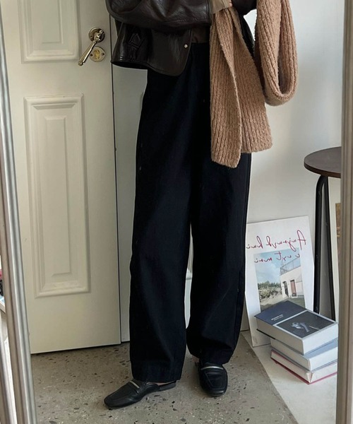 DECADE CLASSIC(ディケイド クラシック)の「【DECADE CLASSIC】コットンワイドパンツ(チノパンツ・レディース・ブラック・SMALL/MEDIUM)」の3枚目の写真