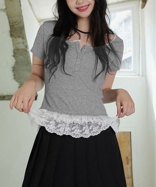 【25ss】【新品】Atlast&co ヘンリーネックTシャツ 38オートミール CROSS & STITCH ヘンリーネック tシャツ メンズ 半袖 ティー