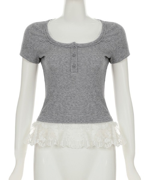 Y2K 裾フリル ヘンリーネックTシャツ/2025 SS COLLECTION（Tシャツ