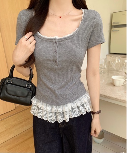 【25ss】【新品】Atlast&co ヘンリーネックTシャツ 38オートミール CROSS & STITCH ヘンリーネック tシャツ メンズ 半袖 ティー