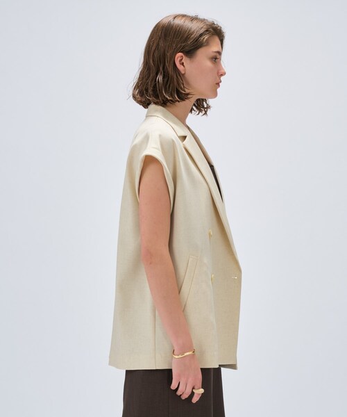 cloenc（クロエンス）の「【セットアップ／手洗い可】リネンブレンドテーラードジレ（テーラードジャケット・レディース・オフホワイト/ブラウン系/ライトグリーン/ダークグレー・01/02）」の14枚目の写真