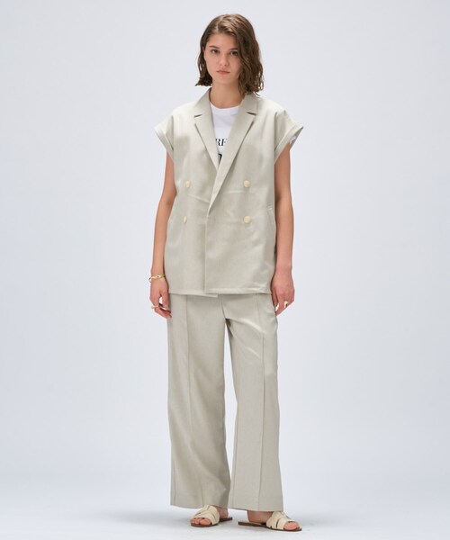 cloenc（クロエンス）の「【セットアップ／手洗い可】リネンブレンドテーラードジレ（テーラードジャケット・レディース・オフホワイト/ブラウン系/ライトグリーン/ダークグレー・01/02）」の20枚目の写真