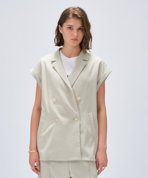cloenc（クロエンス）の「【セットアップ／手洗い可】リネンブレンドテーラードジレ（テーラードジャケット・レディース・オフホワイト/ブラウン系/ライトグリーン/ダークグレー・01/02）」の22枚目の写真