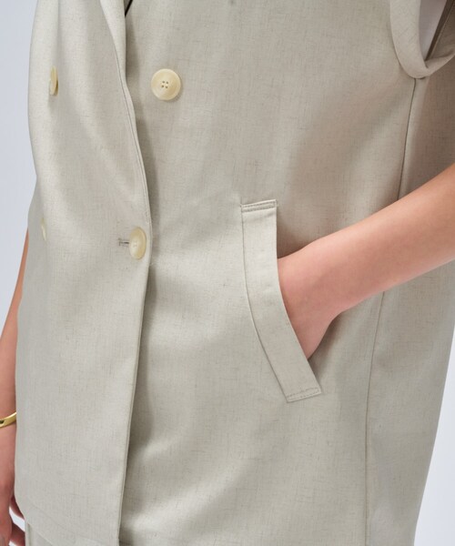 cloenc（クロエンス）の「【セットアップ／手洗い可】リネンブレンドテーラードジレ（テーラードジャケット・レディース・オフホワイト/ブラウン系/ライトグリーン/ダークグレー・01/02）」の7枚目の写真