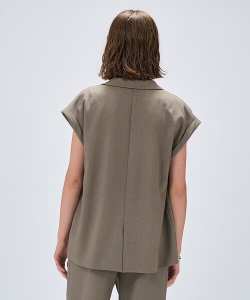 cloenc（クロエンス）の「【セットアップ／手洗い可】リネンブレンドテーラードジレ（テーラードジャケット・レディース・オフホワイト/ブラウン系/ライトグリーン/ダークグレー・01/02）」の8枚目の写真