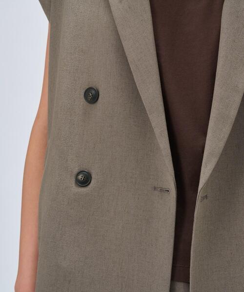 cloenc（クロエンス）の「【セットアップ／手洗い可】リネンブレンドテーラードジレ（テーラードジャケット・レディース・オフホワイト/ブラウン系/ライトグリーン/ダークグレー・01/02）」の15枚目の写真