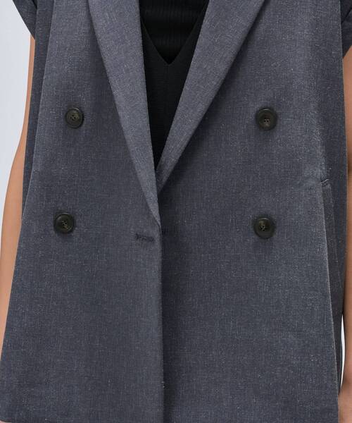 cloenc（クロエンス）の「【セットアップ／手洗い可】リネンブレンドテーラードジレ（テーラードジャケット・レディース・オフホワイト/ブラウン系/ライトグリーン/ダークグレー・01/02）」の21枚目の写真