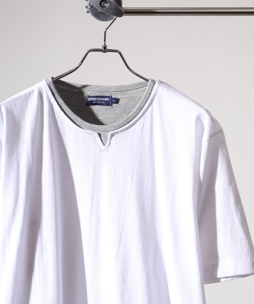 FUNALIVE(ファンアライブ)の「Fake layered short sleeve T-shirt / フェイクレイヤード半袖Tシャツ unisex(Tシャツ/カットソー・メンズ・ベージュ/ホワイト/ブラック/ネイビー・LL/M/L)」の1枚目の写真