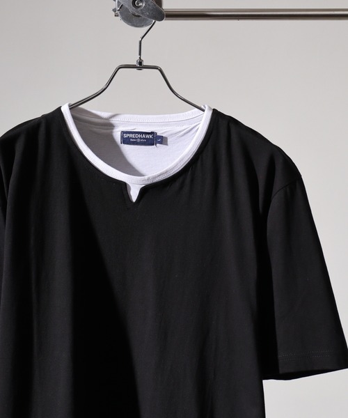FUNALIVE(ファンアライブ)の「Fake layered short sleeve T-shirt / フェイクレイヤード半袖Tシャツ unisex(Tシャツ/カットソー・メンズ・ベージュ/ホワイト/ブラック/ネイビー・LL/M/L)」の2枚目の写真