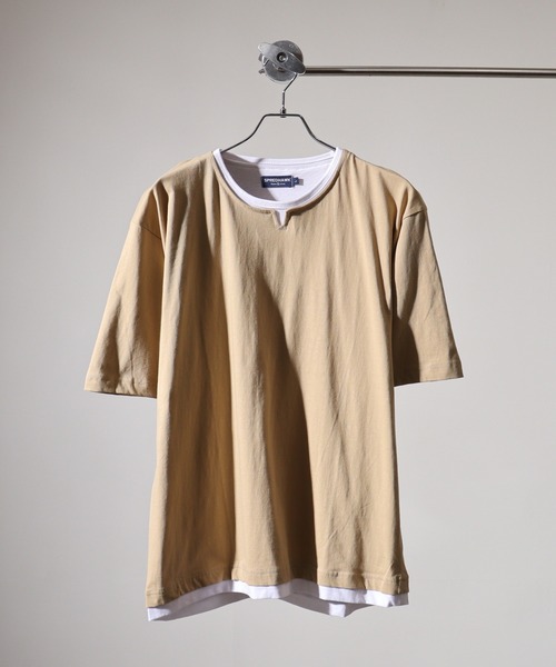 FUNALIVE(ファンアライブ)の「Fake layered short sleeve T-shirt / フェイクレイヤード半袖Tシャツ unisex(Tシャツ/カットソー・メンズ・ベージュ/ホワイト/ブラック/ネイビー・LL/M/L)」の6枚目の写真