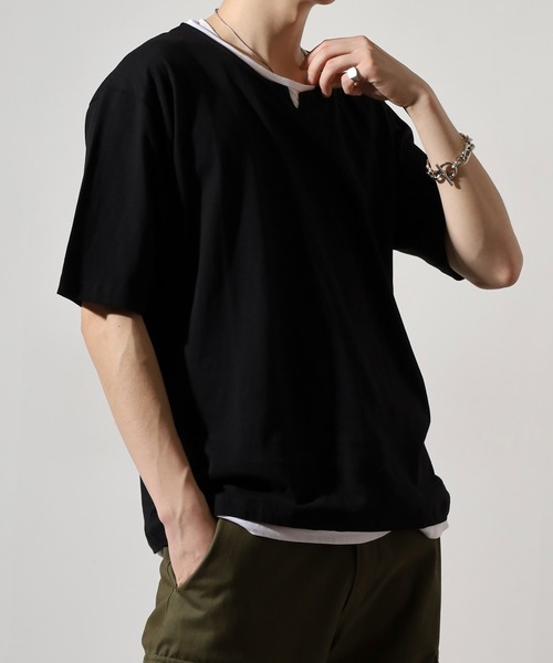 FUNALIVE(ファンアライブ)の「Fake layered short sleeve T-shirt / フェイクレイヤード半袖Tシャツ unisex(Tシャツ/カットソー・メンズ・ベージュ/ホワイト/ブラック/ネイビー・LL/M/L)」の14枚目の写真