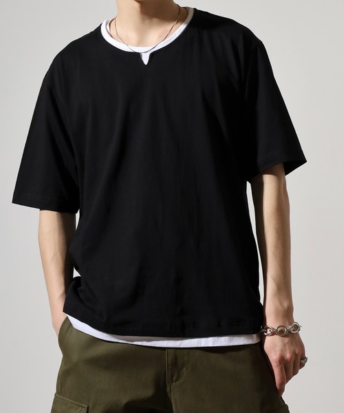 FUNALIVE(ファンアライブ)の「Fake layered short sleeve T-shirt / フェイクレイヤード半袖Tシャツ unisex(Tシャツ/カットソー・メンズ・ベージュ/ホワイト/ブラック/ネイビー・LL/M/L)」の15枚目の写真