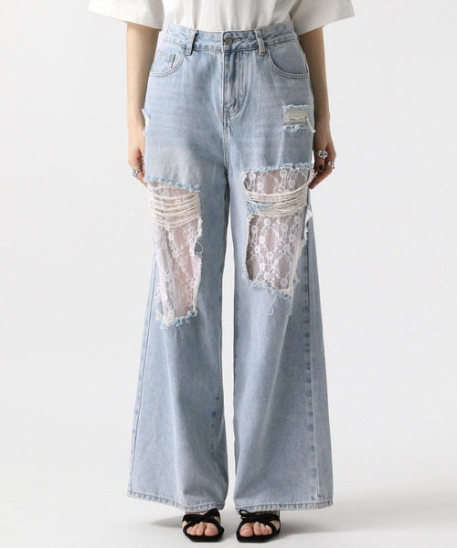 FOREVER 21（フォーエバー トゥエンティーワン）の「【2025SS】ダメージレースデニムパンツ（デニムパンツ・レディース・ブルー/ライトブルー/ブルー系その他・SMALL/MEDIUM/LARGE）」の15枚目の写真