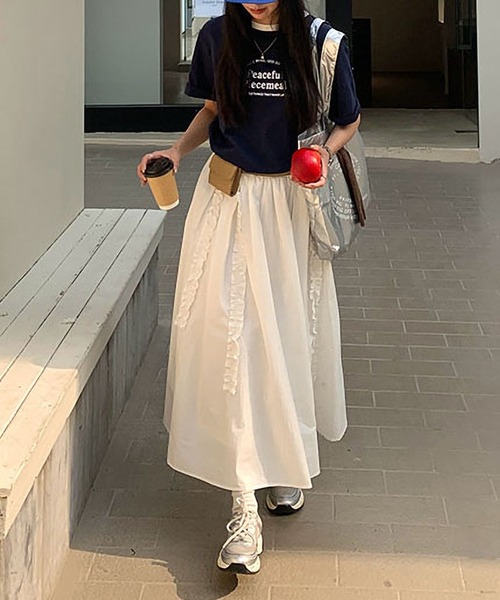 MAISON DE THERESE（メゾン ド テレーズ）の「カラーコントラスト襟プリントTシャツ（Tシャツ/カットソー・レディース・アイボリー/ホワイト/グレー/ネイビー・FREE）」の5枚目の写真
