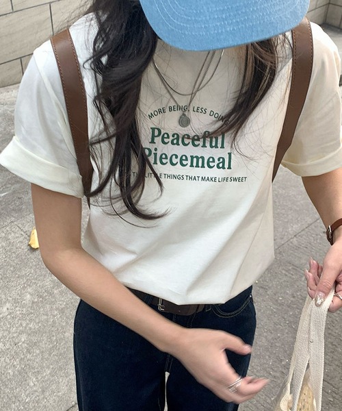 MAISON DE THERESE（メゾン ド テレーズ）の「カラーコントラスト襟プリントTシャツ（Tシャツ/カットソー・レディース・アイボリー/ホワイト/グレー/ネイビー・FREE）」の10枚目の写真