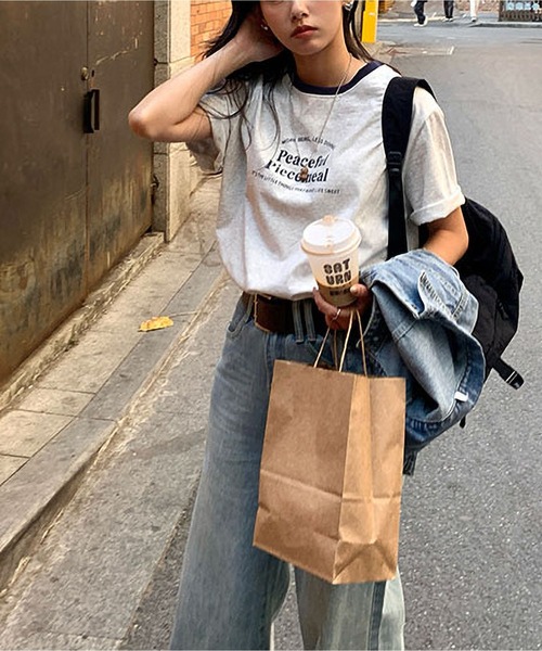 MAISON DE THERESE（メゾン ド テレーズ）の「カラーコントラスト襟プリントTシャツ（Tシャツ/カットソー・レディース・アイボリー/ホワイト/グレー/ネイビー・FREE）」の22枚目の写真