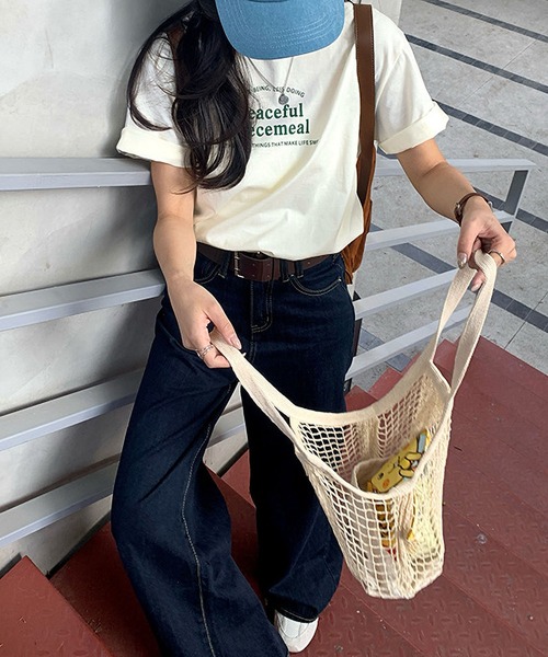 MAISON DE THERESE（メゾン ド テレーズ）の「カラーコントラスト襟プリントTシャツ（Tシャツ/カットソー・レディース・アイボリー/ホワイト/グレー/ネイビー・FREE）」の13枚目の写真