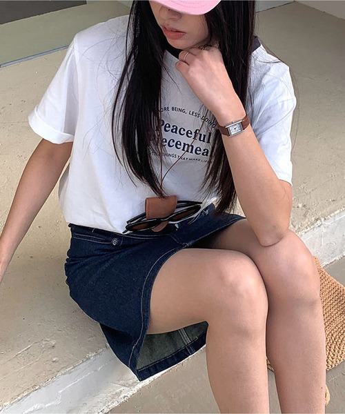 MAISON DE THERESE（メゾン ド テレーズ）の「カラーコントラスト襟プリントTシャツ（Tシャツ/カットソー・レディース・アイボリー/ホワイト/グレー/ネイビー・FREE）」の17枚目の写真