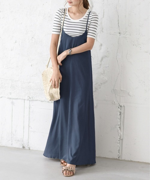 La-gemme（ラジェム）の「キャミソールマキシワンピース（ワンピース・レディース・グリーン系その他/ベージュ/グリーン/ベージュ系その他/ブラック系その他/ブラウン系その他/ブラック/ブラック系その他2/オリーブ/ライトブラウン/ベージュ系その他2/ネイビー・C/フリー）」の12枚目の写真