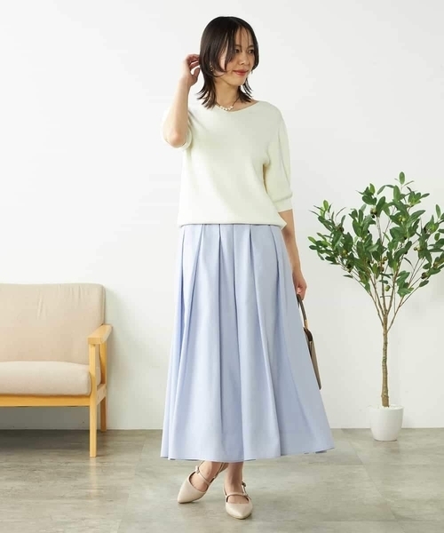 a.v.v(アーヴェヴェ)の「【接触冷感/UVカット/洗える】Vネックハーフスリーブ美ラクるサマーニット(ニット/セーター・レディース・ブラック/ホワイト/グレー系その他/ダークインディゴブルー/ピンク/ブルー・38/40/36/34/42)」の17枚目の写真