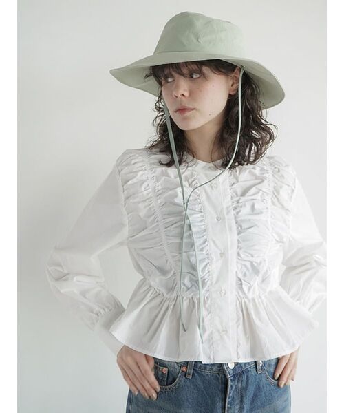 ブラウス シャツ Shirring peplum blouse レディース セール】Shirring peplum blouse（シャツ/ブラウス）｜FIKA