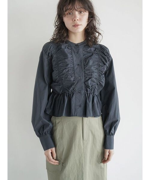 ブラウス シャツ Shirring peplum blouse レディース セール】Shirring peplum blouse（シャツ/ブラウス）｜FIKA