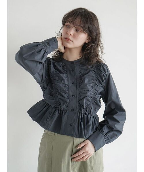ブラウス シャツ Shirring peplum blouse レディース セール】Shirring peplum blouse（シャツ/ブラウス）｜FIKA