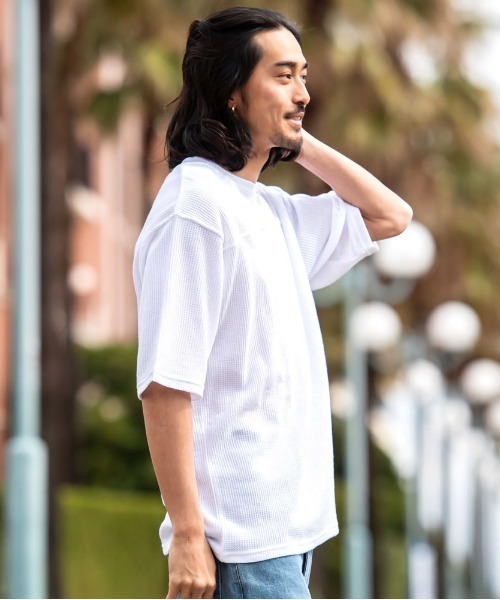 JEMORGAN(ジェーイーモーガン)の「『JEMORGAN LONG JOHNS/ジェーイーモーガンロングジョーンズ』CVCワッフル切替セットイン5分袖クルーTEE【+】(Tシャツ/カットソー・メンズ・ブラック/ネイビー/杢グレー/ホワイト・XL/L/M)」の20枚目の写真