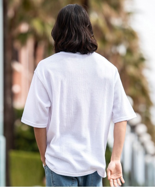 JEMORGAN(ジェーイーモーガン)の「『JEMORGAN LONG JOHNS/ジェーイーモーガンロングジョーンズ』CVCワッフル切替セットイン5分袖クルーTEE【+】(Tシャツ/カットソー・メンズ・ブラック/ネイビー/杢グレー/ホワイト・XL/L/M)」の21枚目の写真