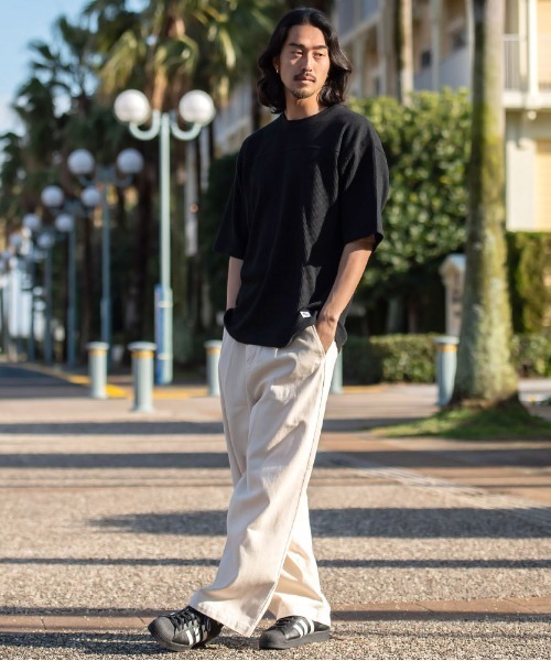 JEMORGAN(ジェーイーモーガン)の「『JEMORGAN LONG JOHNS/ジェーイーモーガンロングジョーンズ』CVCワッフル切替セットイン5分袖クルーTEE【+】(Tシャツ/カットソー・メンズ・ブラック/ネイビー/杢グレー/ホワイト・XL/L/M)」の5枚目の写真