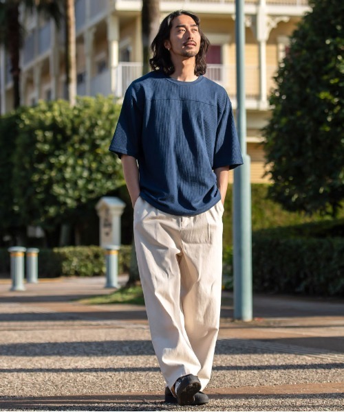 JEMORGAN(ジェーイーモーガン)の「『JEMORGAN LONG JOHNS/ジェーイーモーガンロングジョーンズ』CVCワッフル切替セットイン5分袖クルーTEE【+】(Tシャツ/カットソー・メンズ・ブラック/ネイビー/杢グレー/ホワイト・XL/L/M)」の10枚目の写真
