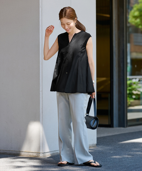 FRAMeWORK 切り替えフレアブラウス ブラウン セール】切り替えフレアブラウス（シャツ/ブラウス）｜FRAMeWORK