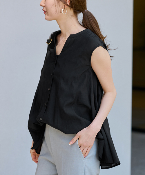 FRAMeWORK 切り替えフレアブラウス ブラウン セール】切り替えフレアブラウス（シャツ/ブラウス）｜FRAMeWORK