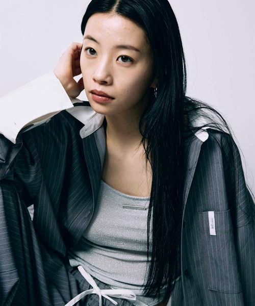 led.tokyo（レッドトウキョウ）の「【led.tokyo】BACK SHEER STRIPE SHIRT/バックシアーストライプシャツ（シャツ/ブラウス・レディース・グレー/ブルー・FREE）」の18枚目の写真