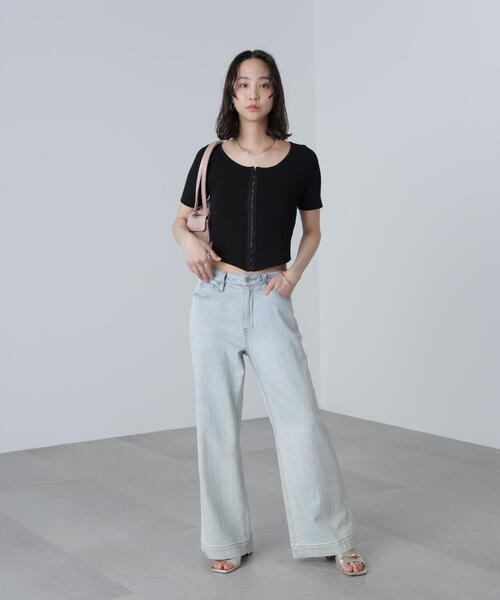 FREE'S MART（フリーズマート）の「◆フロントホックリブニット（ニット/セーター・レディース・グレー/ブラック/ホワイト・FREE）」の10枚目の写真