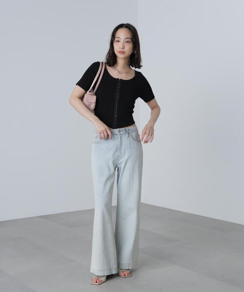 FREE'S MART（フリーズマート）の「◆フロントホックリブニット（ニット/セーター・レディース・グレー/ブラック/ホワイト・FREE）」の12枚目の写真