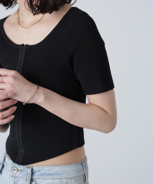 FREE'S MART（フリーズマート）の「◆フロントホックリブニット（ニット/セーター・レディース・グレー/ブラック/ホワイト・FREE）」の18枚目の写真