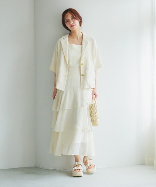 mysty woman(ミスティウーマン)の「楊柳ティアードワンピース 497425(ワンピース・レディース・アイボリー/ブラック/ブラウン・FREE)」の4枚目の写真