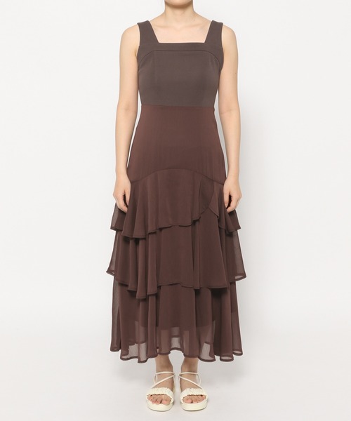 mysty woman(ミスティウーマン)の「楊柳ティアードワンピース 497425(ワンピース・レディース・アイボリー/ブラック/ブラウン・FREE)」の8枚目の写真