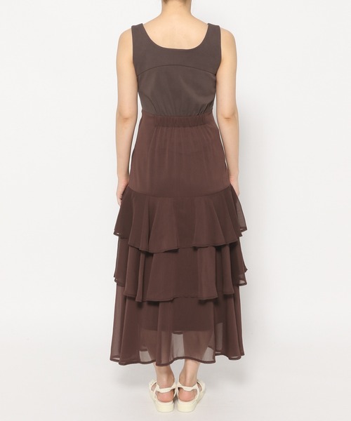 mysty woman(ミスティウーマン)の「楊柳ティアードワンピース 497425(ワンピース・レディース・アイボリー/ブラック/ブラウン・FREE)」の10枚目の写真