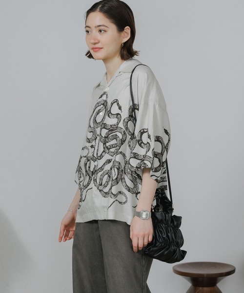CALEE/キャリー 5SLEEVES DROP SHOULDER SH SNAKE PATTERN