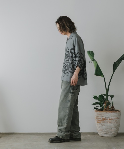 CALEE/キャリー 5SLEEVES DROP SHOULDER SH SNAKE PATTERN