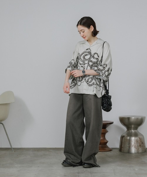 トップス CALEE snake pattern drop shoulder DROP SHOULDER 