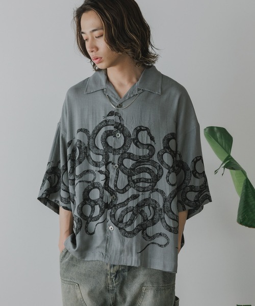 CALEE/キャリー 5SLEEVES DROP SHOULDER SH SNAKE PATTERN