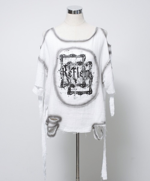 REFLEM(レフレム)の「『REFLEM/レフレム』ダブルガーゼダメージデザイントップス(Tシャツ/カットソー・レディース・ホワイト/ブラック/グレー・FREE)」の16枚目の写真