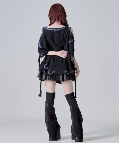 [定休日以外毎日出荷中] REFLEM/レフレム』ダブルガーゼダメージデザイントップス（T トップス