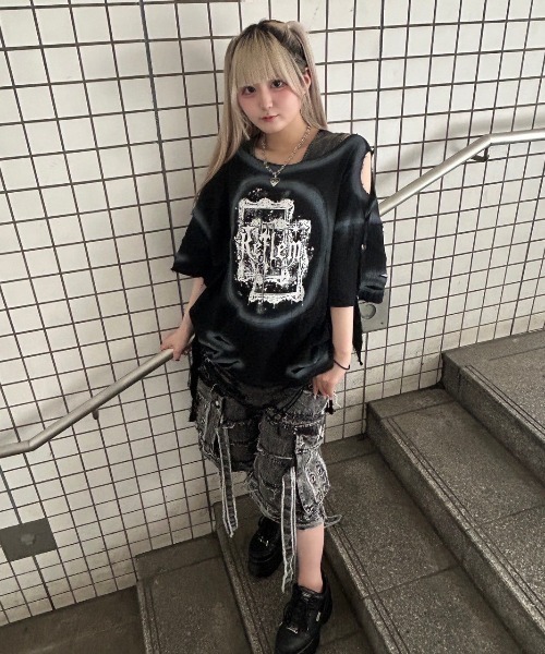 REFLEM - REFLEM レフレム ダメージ デニム カットソー Tシャツ REFLEM tシャツ 「REFLEM/レフレム」チェーン付き顔料加工T