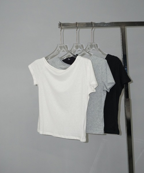 LONSLAN】 アシンメトリー オフショルダーTシャツ LONW25s040