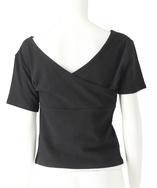 anap mimpi(アナップミンピ)の「カット ジャガード 前後2WAY カシュクール 半袖 トップス(Tシャツ/カットソー・レディース・キナリ/モカ/ブラック・FREE)」の17枚目の写真