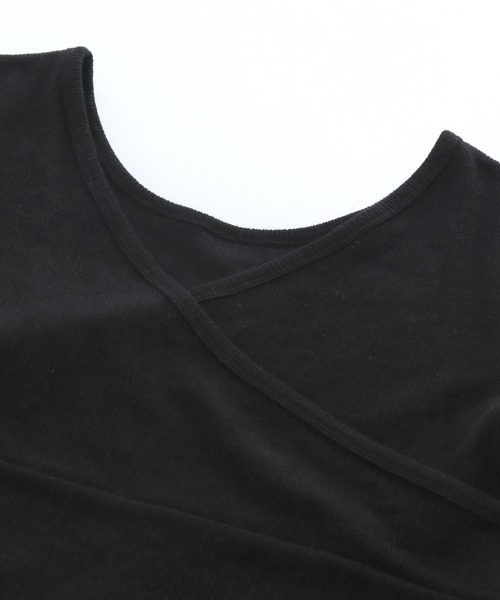 anap mimpi(アナップミンピ)の「カット ジャガード 前後2WAY カシュクール 半袖 トップス(Tシャツ/カットソー・レディース・キナリ/モカ/ブラック・FREE)」の16枚目の写真